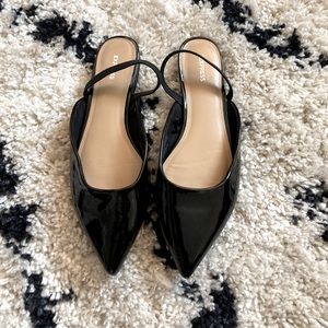 Express shiny black flats + chic pointed toe!